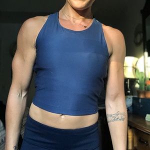 Navy Sports Bra Crop Top